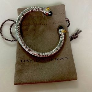 Classic David Yurman cable bracelet with Green stones. 925 no scratches